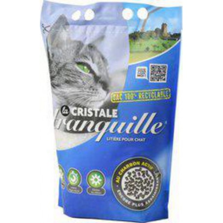 TRANQUILLE Cristale Litière gel de silice au charbon actif pour chat 3,95l
