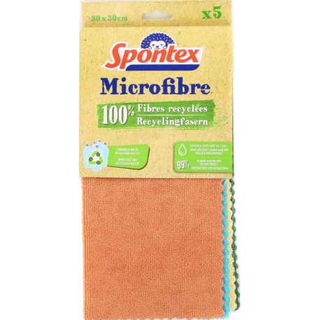 SPONTEX LAVETTE MICROFIBRE 100% recyclées X5