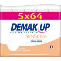 Demak'Up Cotons Démaquillants Sensitive DIsques 5x64 5 paquets 64