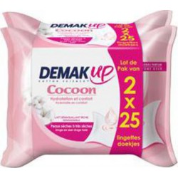Demak'up Lingettes lait Peaux sensibles 2x25 x2 paquets 25