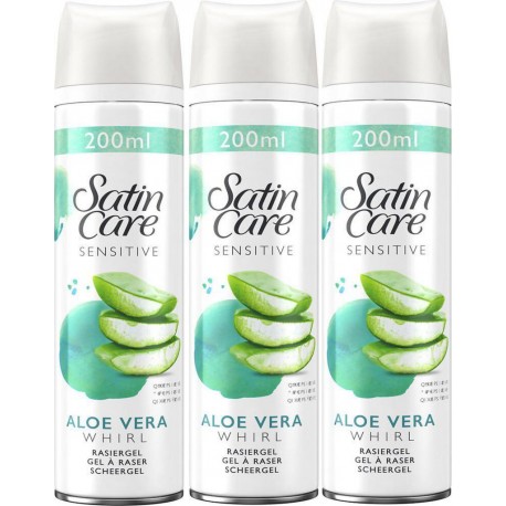 Gillette Gel à raser Satin Care 3x200ml l'aérosol 600ml