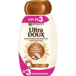 GARNIER Shampooing Ultra Doux Lait de COCO & MACADAMIA 3x250ml 750ml