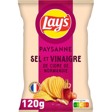 LAY Chips Recette Paysanne saveur Sel et Vinaigre de cidre de Normandie 'S 120g