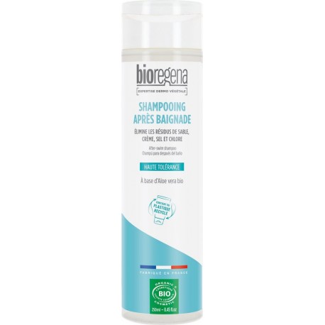 BIOREGENA Shampoing Après Baignade Élimine Résidus de Sable Crème Sel et Chlore Haute Tolérance A Base d'Aloe Vera Bio 250ml