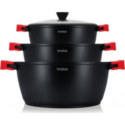 BRIEBE Batterie de cuisine Induction 6 Pièces Aluminium BLACKT3