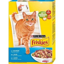 Friskies Croquettes Chats Adultes Saumon Légumes 400g (lot de 10)