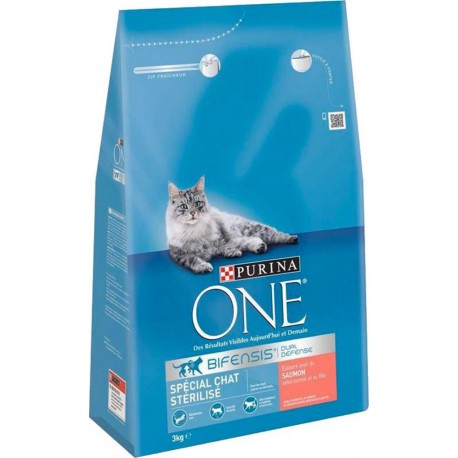 Purina One Croquettes Chat Stérilisé Saumon 3Kg (lot de 2)