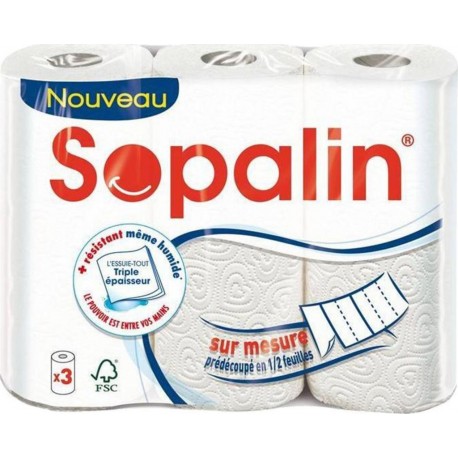 Sopalin Sur Mesure Essuie-tout 3 Rouleaux (lot de 3)