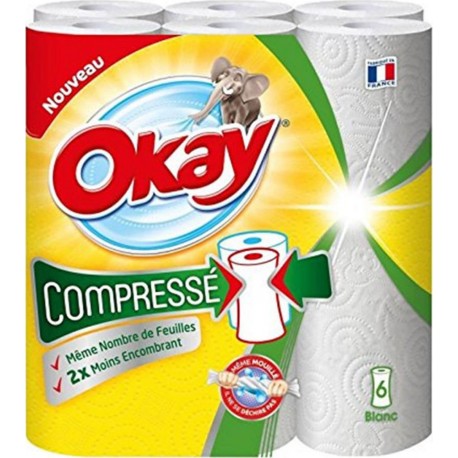 Okay Compressé Essuie-tout 6 Rouleaux (lot de 3)