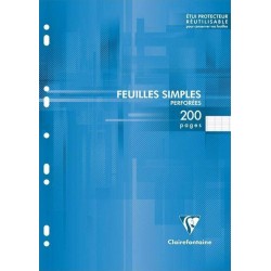 Clairefontaine 200 Feuilles Simples Blanches Perforées 90g A4 21x29,7 Grands Carreaux (lot de 3)