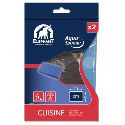 Elephant Aqua Sponge Cuisine 11x6cm Par 2 (lot de 3 soit 6 éponges)