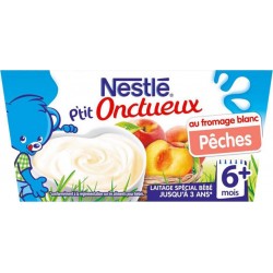 Nestlé P’tit Onctueux au Fromage Blanc Pêches +6 mois par 4 pots de 100g (lot de 8 soit 32 pots)