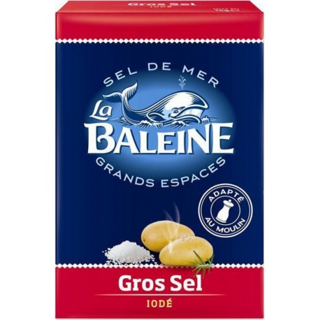 La Baleine Gros Sel Iodé Adapté au Moulin 1Kg (lot de 12)