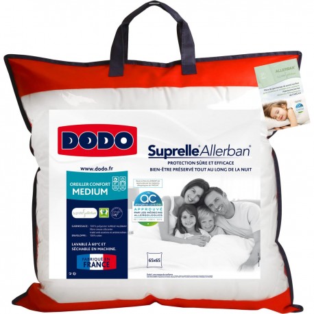 DODO Oreiller moelleux anti-acarien SUPRELLE 65x65cm (lot de 2)