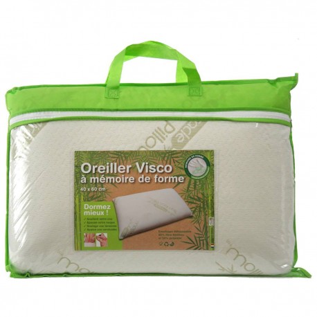 Le Linge De Jules Oreiller ergonomique 40x60 A mémoire de forme - Anti-allergique Fibre de bambou (lot de 2)