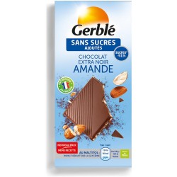 Gerblé Chocolat Extra Noir Amande Sans Sucres Ajoutés 80g (lot de 15)