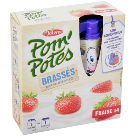 Pom'Potes Pom’Potes Brassés Fraise (Boîte de 4 gourdes)