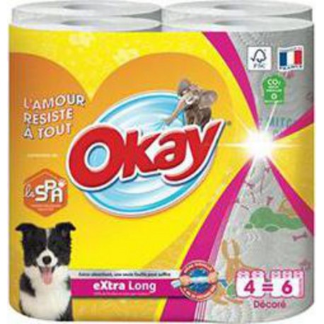Okay Essuie-tout extra long les 4 rouleaux