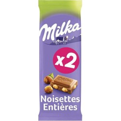 MILKA LAIT NOISETTES 2X100G CHOCOLATS TABLETTE TABLETTES FAMILIALES