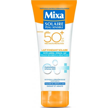 MIXA Lait fondant solaire SPF 50+ peau sensible à réactive 200ml