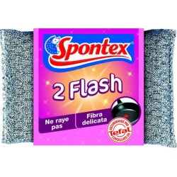 Spontex Tampon 2 Flash Ne Raye Pas Fibre Délicate Par 2