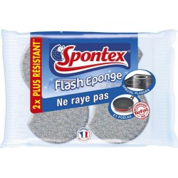 Spontex Flash Eponge Ne Raye Pas Spécial Plaques et Poêles 2x Plus Résistant Par 2