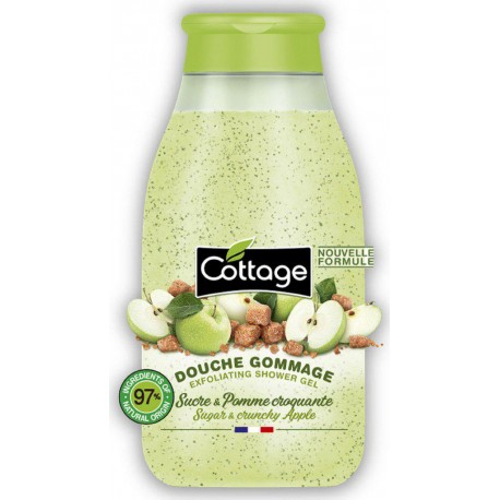 Cottage Gel douche gommage sucre et pomme croquante bio flacon 270ml
